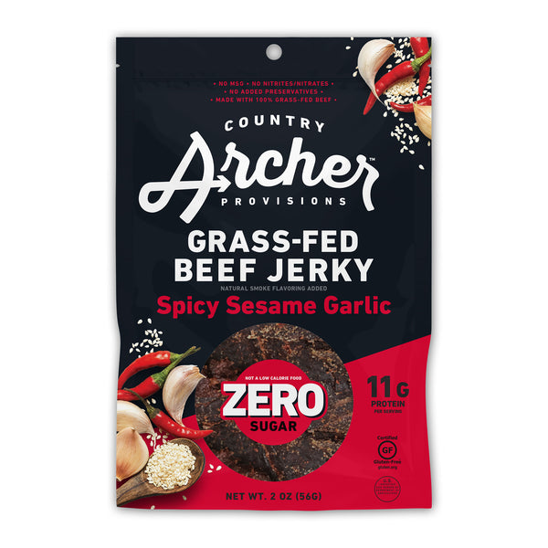 Zero Sugar Spicy Sesame Garlic Beef Jerky (12 Bags)